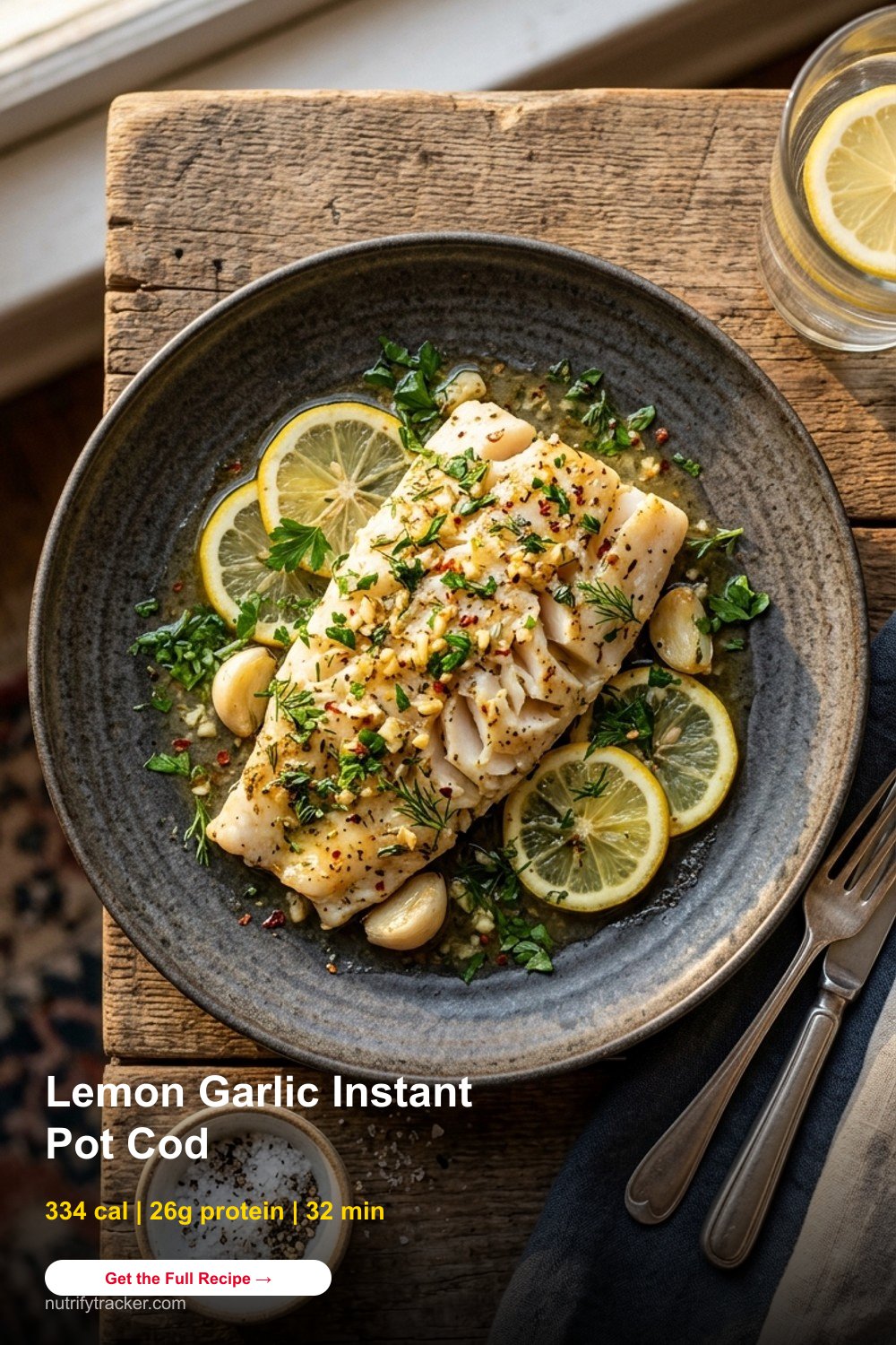 Lemon Garlic Instant Pot Cod Recipe (26g Protein)