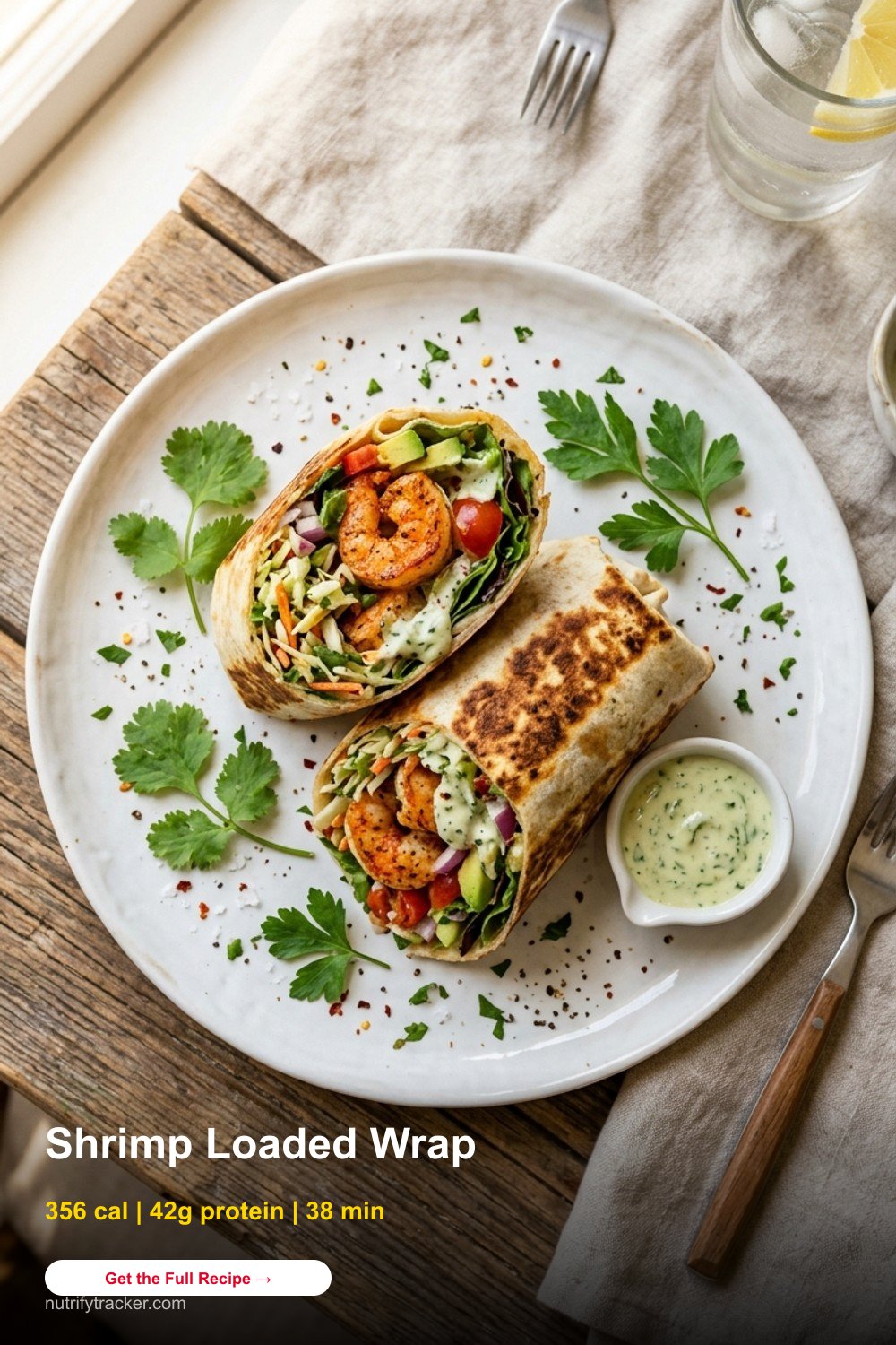 Shrimp Loaded Wrap Recipe (42g Protein)